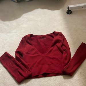 Garage red cropped long sleeve